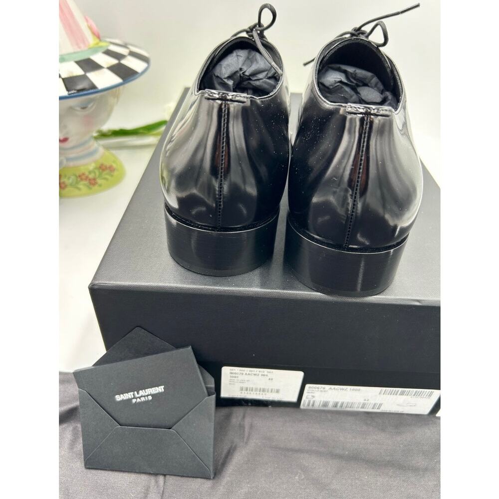 Men's Saint Laurent Jean black leather derby shoes, size 43 made in Italy - Picture 9 of 12